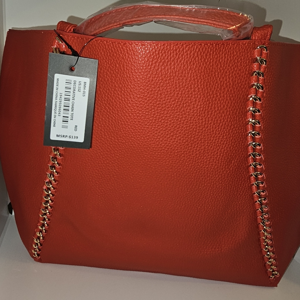 Badgley Mishka Large Red Tote NWT
